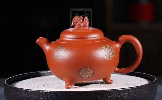 《獅韻》紫砂壺全手工茶壺老師小紅泥，絞泥（段泥、紫泥、綠泥等）壺